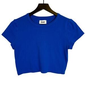 Elwood Organic Cotton Crop Tee Shirt Blue - M